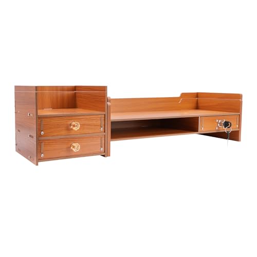 TRIEBAN Monitorständer Holz, Schreibtischaufsatz Monitorerhöhung, Schreibtisch-Regal-Erhöhung mit Aufbewahrungsschublade für Desktop, Laptop von TRIEBAN
