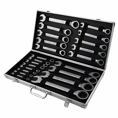 TRIEBAN Schraubenschlüssel Set Ratsche 22tlg 6-32mm Ratschenschlüssel Satz Maulschlüssel Gabelschlüssel Tool Gelenk-Ratschenschlüsselsatz Ringschlüsselsatz mit Box von TRIEBAN