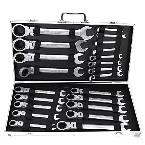 TRIEBAN Schraubenschlüssel Set Ratsche 22tlg 6-32mm Ratschenschlüssel Satz Maulschlüssel Gabelschlüssel Tool Gelenk-Ratschenschlüsselsatz Ringschlüsselsatz mit Box… von TRIEBAN
