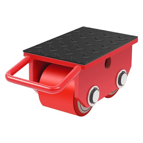 TRIEBAN Schwerlastrollen, Machinery Mover, 2.5T Panzerrollen Heavy Duty Maschine Skate Roller Möbel Gerät Transportwagen mit 360 Rotation Cap für industrielle gewerbliche und Palettenmöbel (Rot) von TRIEBAN