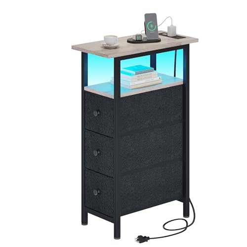 TRIFEBLE Beistelltisch mit 3 Schubladen, Grau/Schwarz, SHST161GY TRIFEBLE Beistelltisch mit 3 Schubladen, Grau/Schwarz, SHST161GY von TRIFEBLE