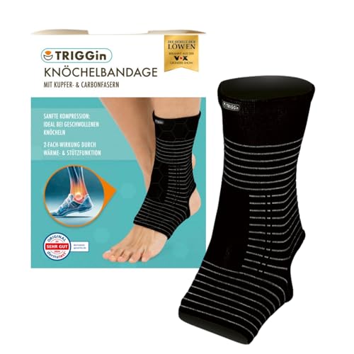 TRIGGin Knöchelbandage mit Kupfer- & Carbonfasern für extra Halt | Sanfte Kompression bei geschwollenen Knöcheln | 2-fach-Wirkung durch Wärme- und Stützfunktion | Dermatologisch getestet Sehr Gut TRIGGin Knöchelbandage mit Kupfer- & Carbonfasern für extra Halt | Sanfte Kompression bei geschwollenen Knöcheln | 2-fach-Wirkung durch Wärme- und Stützfunktion | Dermatologisch getestet Sehr Gut von TRIGGin