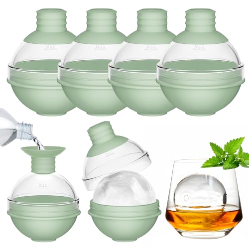 4 Stück Silikon Eiskugelform Groß für Whiskey - mit 2-in-1 Trichterdeckel - XXL 6cm Eiswürfelform Kugel Rund für Cocktails und Bourbon - Perfekt Runde Eiswürfel Kugel - Ice Ball Maker von TRILINK