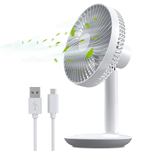 Mini-Tischventilator, wiederaufladbar, 4000 mAh, Akku – 4 Geschwindigkeitsstufen, 16 cm, kleiner Tischventilator, leise, verstellbar 50 °, tragbar, persönlicher Fan für Büro, Schlafzimmer, Haus von TRILINK