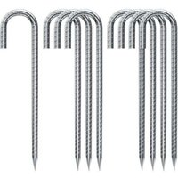 10 ancoraggi a terra, picchetti per tende in acciaio zincato, picchetti di fissaggio con gancio a J, ancoraggio a terra per tettoia per trampolino da 10 ancoraggi a terra, picchetti per tende in acciaio zincato, picchetti di fissaggio con gancio a J, ancoraggio a terra per tettoia per trampolino da von TRIMEC