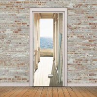 2 adesivi promozionali per porte effetto 3D, autoadesivi rimovibili per decorazioni murali di cucina, camera da letto, bagno (38,5 cm × 200 cm) von TRIMEC