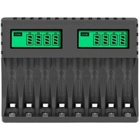 Chargeur de batterie intelligent à 8 emplacements avec écran LCD pour piles rechargeables AA/AAA NiCd NiMh, chargeur de piles AA AAA von TRIMEC