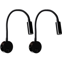 Confezione da 2 luci da lettura a parete nere da 3 W, lampada da scrivania in alluminio con collo flessibile e regolabile, lampada da comodino con Confezione da 2 luci da lettura a parete nere da 3 W, lampada da scrivania in alluminio con collo flessibile e regolabile, lampada da comodino con von TRIMEC