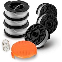Confezione da 6 bobine A6485 A6481 per decespugliatore Black & Decker, 6 fili in nylon da 9 m, filo da 1,65 mm + 1 tappo + 1 molla von TRIMEC