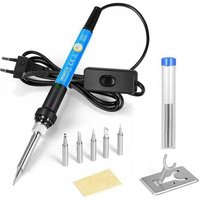 Lötkolben [Upgraded] Präzisionslötkolben mit Ein-/Ausschalter, 9-in-1-Kit, 5 Lötkolbenspitzen, Lötdraht, Lötkolbenständer, einstellbare Temperatur von TRIMEC