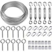 Kit de câble de suspension en acier inoxydable de 30 m, câble métallique en acier inoxydable revêtu de 2 mm, avec tendeur M5 et crochets à œil, pour von TRIMEC