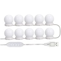 Kit di illuminazione a LED per specchio da toeletta, con 10 lampadine regolabili, 10 livelli di luminosità e 3 modalità di illuminazione, tipo USB, Kit di illuminazione a LED per specchio da toeletta, con 10 lampadine regolabili, 10 livelli di luminosità e 3 modalità di illuminazione, tipo USB, von TRIMEC