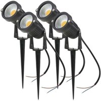 Lot de 4 spots LED COB 5 W, orientables 220 V, avec piquet, éclairage extérieur, jardin, terrasse (blanc) von TRIMEC