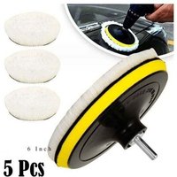 Lot de 5 tampons de polissage en laine de 150 mm, disques de polissage, éponges de polissage, kit de polissage pour voiture avec foret M14 pour le von TRIMEC