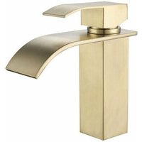 Rubinetto per lavabo a cascata dorato moderno, miscelatore per bagno, acqua calda e fredda regolabile Rubinetto per lavabo a cascata dorato moderno, miscelatore per bagno, acqua calda e fredda regolabile von TRIMEC