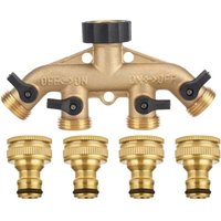 Sdoppiatore per tubo flessibile a 4 vie in ottone massiccio con valvole di intercettazione, rubinetto e uscite da 3/4", può utilizzare fino a 4 tubi Sdoppiatore per tubo flessibile a 4 vie in ottone massiccio con valvole di intercettazione, rubinetto e uscite da 3/4", può utilizzare fino a 4 tubi von TRIMEC