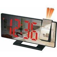 Sveglia con proiettore, sveglia con proiezione a 180°, orologio digitale con display a specchio LED, porta USB, funzione snooze, 4 livelli di von TRIMEC