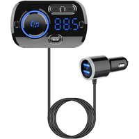 Trasmettitore FM Bluetooth 5.0, adattatore Bluetooth per auto, trasmettitore FM, kit caricabatteria per auto con porte QC3.0 e 5 V/2,4 A, chiamate in von TRIMEC