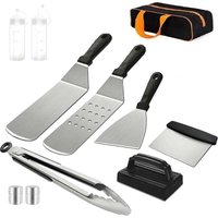 Utensili per griglia 10 pezzi di spatola per barbecue in acciaio inox, accessori per piastra, kit per piastra Teppanyaki von TRIMEC
