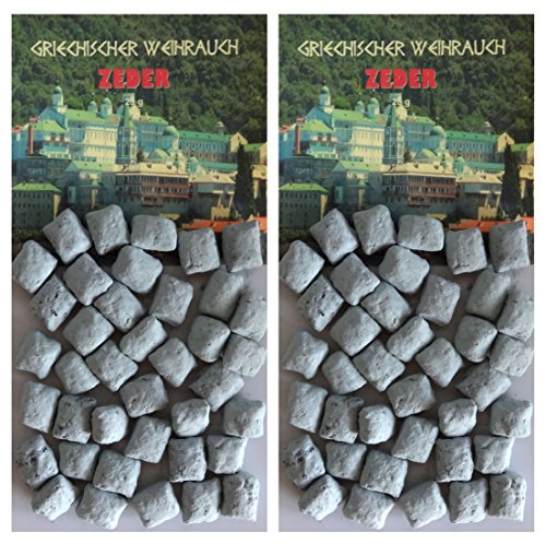 TRIMONTIUM GWR13-P2 Räucherwerk griechischer Weihrauch Stücke Zeder 2 x 25 g zum Räuchern auf Kohle oder Sieb, Harz, Talkum, ätherische Öle, Taubengrau, 13 x 7 x 2.5 cm TRIMONTIUM GWR13-P2 Räucherwerk griechischer Weihrauch Stücke Zeder 2 x 25 g zum Räuchern auf Kohle oder Sieb, Harz, Talkum, ätherische Öle, Taubengrau, 13 x 7 x 2.5 cm von TRIMONTIUM