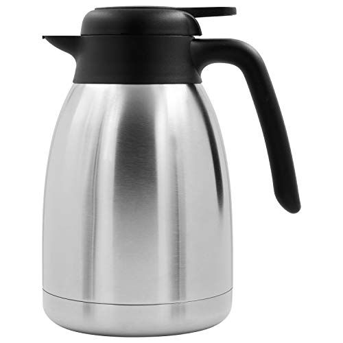 TRINKBASIS Isolierkanne 1,5 L – Thermoskanne aus doppelwandigem Edelstahl für bis zu 10 Tassen Kaffee oder Tee von TRINKBASIS