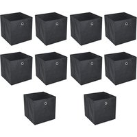 Trintion 10er Set Aufbewahrungsbox Faltbox Faltbare Stoff Faltkiste mit Fingerloch 32 x 32 x 32 cm für Kallax Regale oder Raumteiler Schwarz von TRINTION
