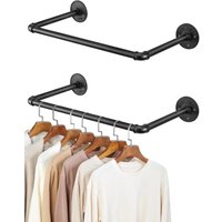 Trintion 2er-Set Wand-Kleiderständer 50 cm Rohr Kleiderstange aus Metall, industrielle Garderobenstange Wandhänger für Flur, Schlafzimmer & Wohnzimmer von TRINTION
