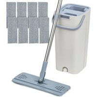 Trintion 360° Drehbarer Wischmopp mit Eimer Set Edelstahl Wischsystem mit 8 Mikrofaser-Pads 2-in-1 Reinigungssystem Auswringfunktion Ideal für alle von TRINTION