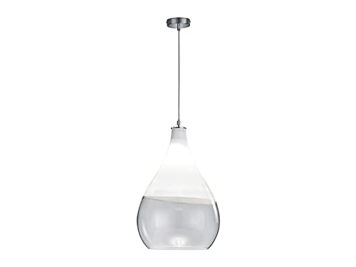 Dimmbare LED Pendelleuchte Chrom 1 flammig, Glaslampenschirm Weiß - Ø35cm von TRIO Beleuchtung