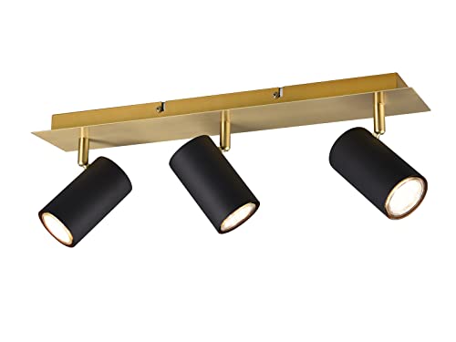 Edler LED Deckenstrahler in Schwarz-Gold 3-flammig Spots dreh- und schwenkbar von TRIO Beleuchtung