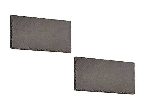 Flache Wandleuchten 2er SET aus schwarzem Schiefer, Breite 25cm von meineWunschleuchte