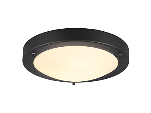 LED Bad Deckenleuchte rund Ø 31,5cm in Schwarz matt mit Glas Weiß matt, IP44 - Badlampen von TRIO Beleuchtung