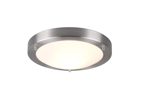 LED Bad Deckenleuchte rund Ø 31,5cm in Silber matt mit Glas Opal Weiß matt, IP44 - Badlampen von TRIO Beleuchtung