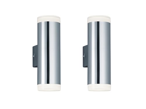 2er Set Badezimmer Wandleuchten Up & Down in Silber Chrom, Höhe 16cm von meineWunschleuchte