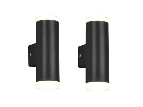2er Set Badezimmer Wandleuchten Up & Down in Schwarz matt, Höhe 16cm von meineWunschleuchte