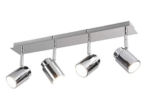 TRIO Beleuchtung LED Badezimmerlampe Deckenstrahler 4-flammig Silber Chrom schwenkbar, IP44 von TRIO Beleuchtung