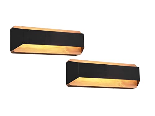 meineWunschleuchte LED Wandleuchten 2er SET aus Holz & Metall Schwarz, Breite 35cm meineWunschleuchte LED Wandleuchten 2er SET aus Holz & Metall Schwarz, Breite 35cm von meineWunschleuchte