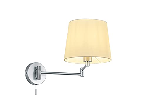 Schwenkbare Wandleuchte Silber mit Schalter und Stoffschirm Weiß, Höhe 32cm von meineWunschleuchte