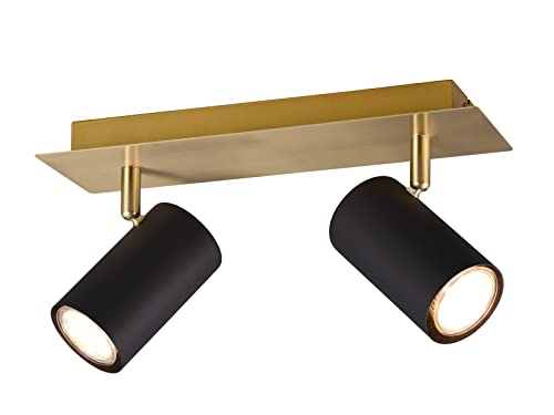 meineWunschleuchte 2-flammiger Deckenstrahler aus Metall Schwarz-Gold matt, Breite 30cm von meineWunschleuchte
