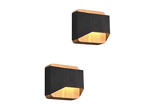 meineWunschleuchte LED Wandleuchten 2er SET aus Holz & Metall Schwarz, Breite 12cm meineWunschleuchte LED Wandleuchten 2er SET aus Holz & Metall Schwarz, Breite 12cm von meineWunschleuchte