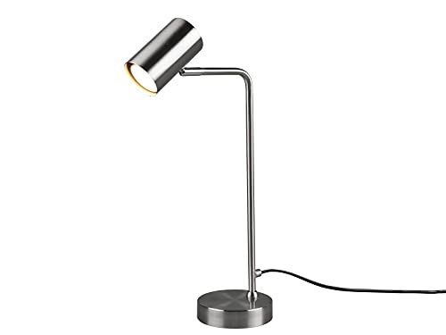 meineWunschleuchte Schreibtischlampe aus Metall in Silber matt mit schwenkbarem Spot, Höhe 45cm von meineWunschleuchte