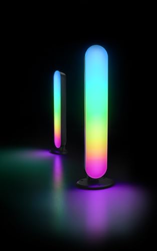 Reality Leuchten LED Tischleuchte 2er Set Game R55382102, Kunststoff Schwarz matt, inkl. 2x 2.5 Watt LED, Fernbedienung, Dynamic Light, Sound Control, USB von TRIO LIGHTING FOR YOU
