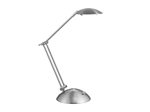 Trio Leuchten LED Tischleuchte Clacio 572410107, Metall Nickel matt, inkl. 6 Watt LED, Dimmer, 50 x 20 x 43 cm von TRIO LIGHTING FOR YOU