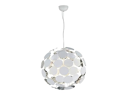 Trio Leuchten Pendelleuchte Discalgo 309900631, Metall weiß matt, Kunststoffscheiben weiß/silberfarbig, exkl. 6x E14, 54 x 54 x 150 cm von TRIO LIGHTING FOR YOU