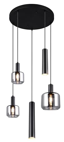 Trio Leuchten Pendelleuchte Mataro 364130532, Metall Schwarz matt, Glas chrom bedampft, ohne Leuchtmittel von TRIO LIGHTING FOR YOU