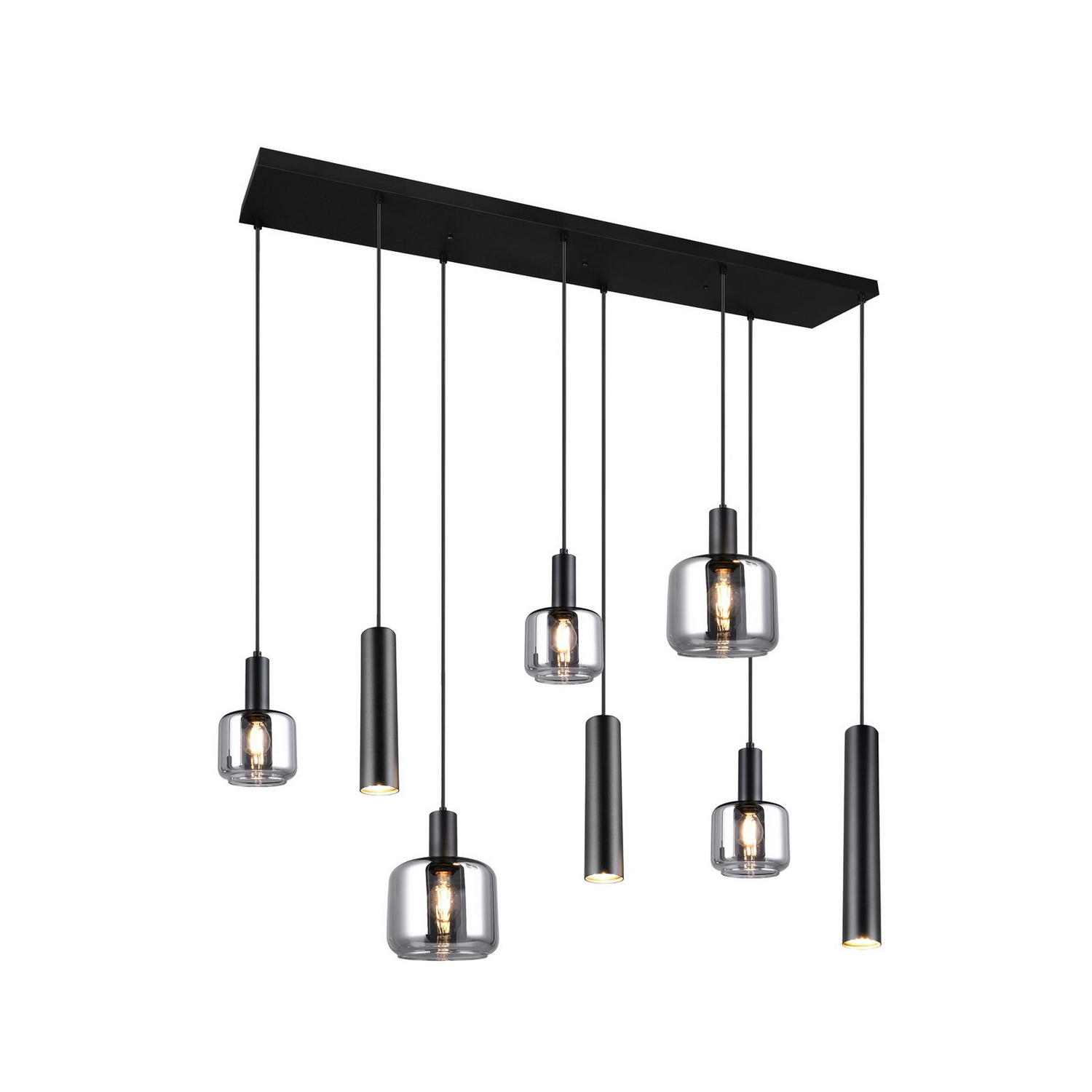 B-Ware Trio Lighting Hängelampe Pendelleuchte Mataro Chrom/Schwarz 118cm 8 Flg Glas B-Ware Trio Lighting Hängelampe Pendelleuchte Mataro Chrom/Schwarz 118cm 8 Flg Glas von TRIO LIGHTING