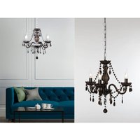 Trio Lighting - Kronleuchter lüster 3-flammig Silber mit Acryl Kristall Schwarz, ø 46cm von TRIO LIGHTING