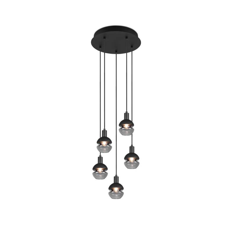 Trio Lighting Hängelampe Lampe Deckenlampe Leuchte Mela Rund 5 Flammig Schwarz B-Ware von TRIO LIGHTING