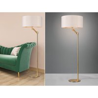 Trio Lighting - Klassische Stehleuchte cassio Messing mit Stoffschirm in Weiß - Höhe 158cm von TRIO LIGHTING