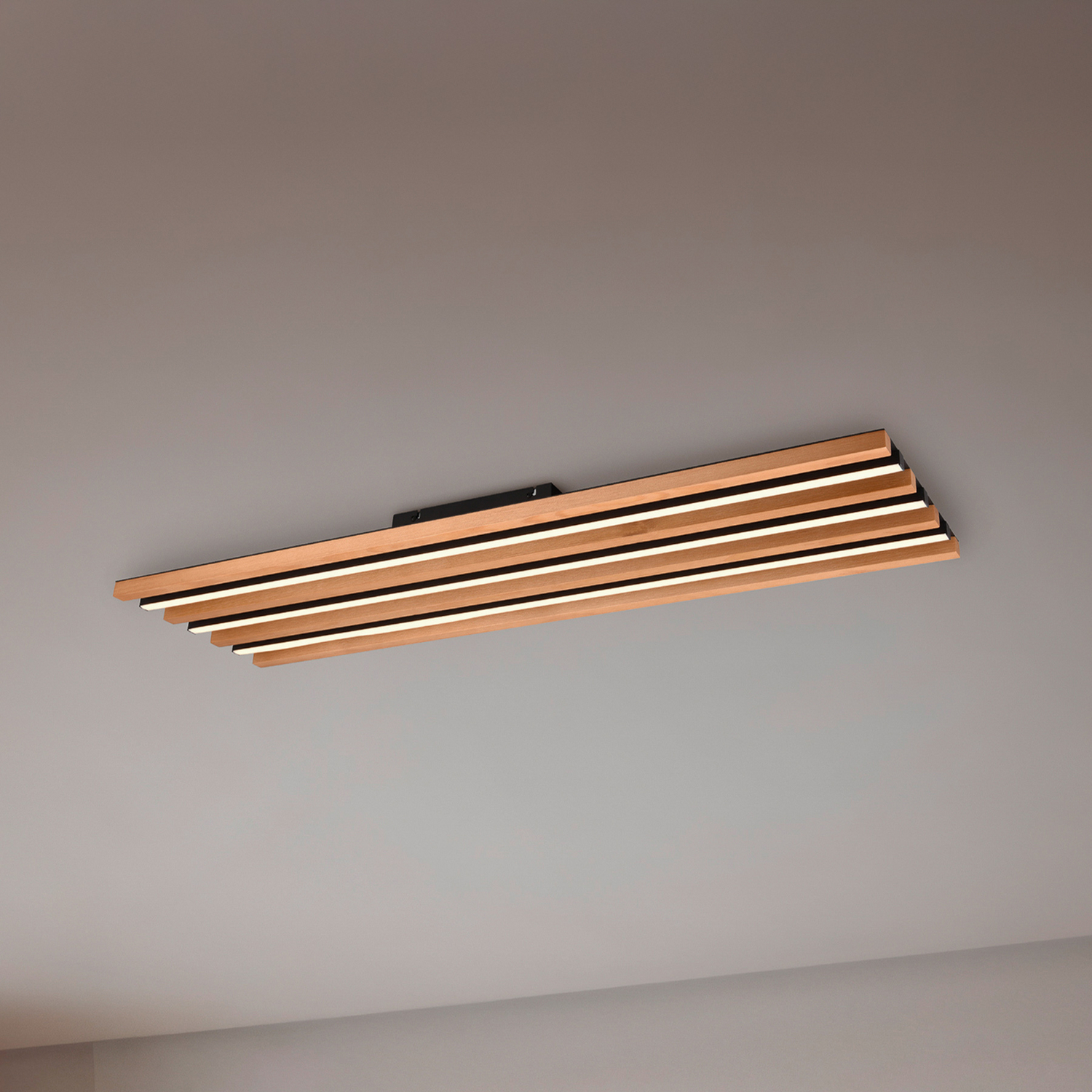 Trio Lighting Led Deckenlampe Deckenleuchte Fontana 114x30cm Holz Schwarz B-Ware von TRIO LIGHTING
